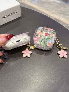 适用于苹果Pro的透明花朵保护壳，可爱樱花3耳机保护套，苹果Pro 2保护套带花朵挂链，不含耳机 - 綠色 - 查看 4