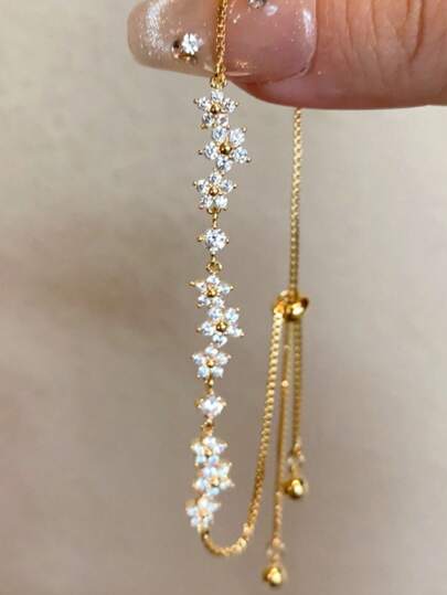 1 pieza Brazalete floral francés romántico de acero inoxidable, estilo dulce para mujeres, accesorio de joyería decorativa