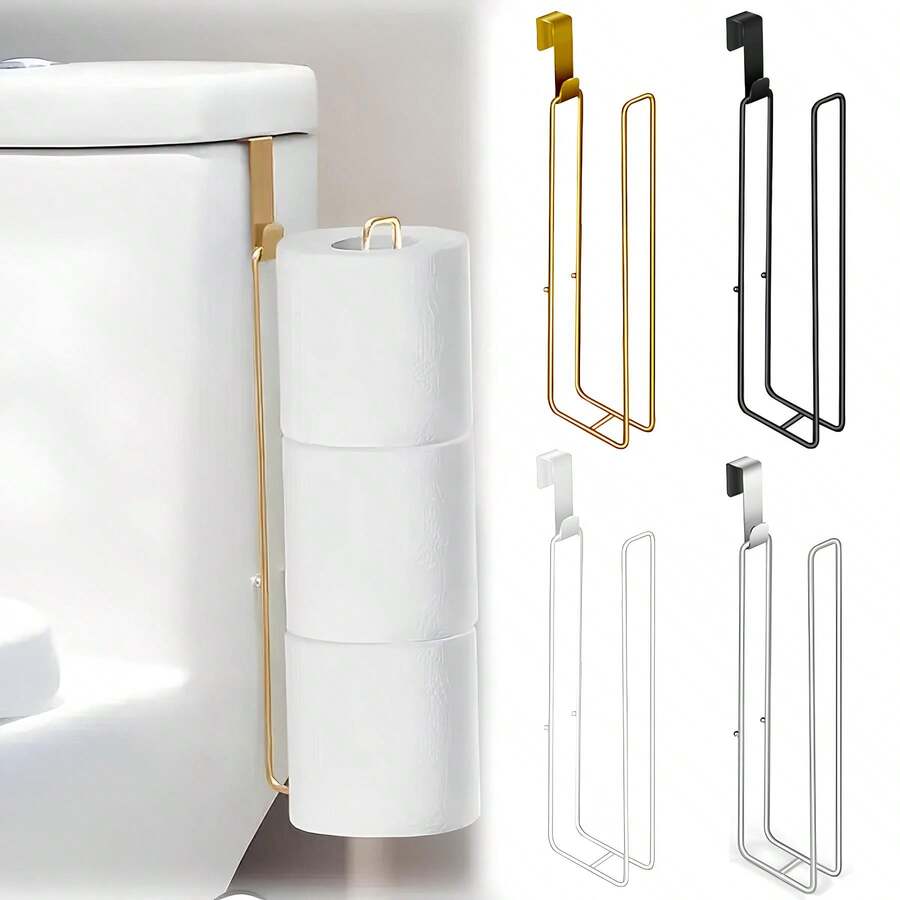 Giá đựng giấy vệ sinh không cần khoan, giá treo khăn/giấy vệ sinh bằng sắt mỹ thuật, móc treo khăn, không cần khoan lỗ trên tường, thích hợp để lưu trữ trong nhà bếp và phòng tắm, phụ kiện phòng tắm, vật dụng thiết yếu cho mùa tựu trường.