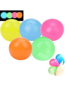 发光天花板球、发光球、粘性墙球、散装粘性发光球、感官球、梦幻球（颜色随机）、DIY手工玩具 - 非常适合派对礼物、生日礼物，也是万圣节和圣诞节礼物的理想选择。 - 彩色 - 查看 5