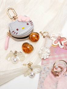 Sanrio 1 قطعة سانريو مفتاح كيتي القطة الكرتونية الجميلة، قلادة كيتي، جودة عالية من الجلد الصناعي، إكسسوار عصري للحقائب، هدية متنوعة للأحباء والعائلة والمعلمين والزملاء والجيران