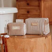 Personalized Velvet Cosmetic Bag, Customized Travel Toiletry Bag, Bridesmaid Gift, Women's Gift, Birthday Gift, Bridal Makeup Bag, Gift Ideas - Multicolor - View 8