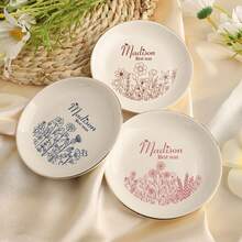 1pc Best Friend Gift Personalized Jewelry Dish Perfect Bridesmaid Or Bestie Gift Custom Name Gift For Her Birthday Wildflower Ring Dish - Round - View 9