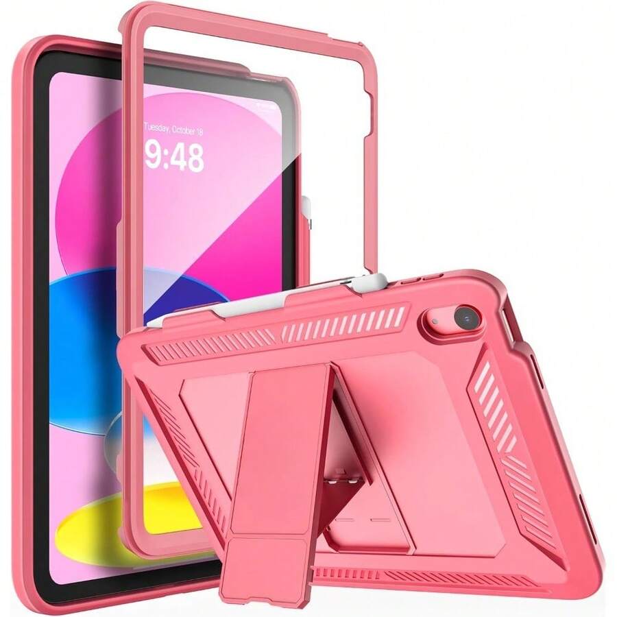 Case For IPad (A16) 11th Generation 11 Inch 2025, IPad 10th Generation Case 2022 With Screen Protector, Heavy Duty Shockproof Rugged Protective Cover, Watermelon Pink - Dưa hấu đỏ - Xem 1