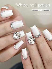 XEIJAYI 1支装 15ml 白色指甲油，无香型高光泽UV LED指甲油，无香纯黑法式美甲沙龙DIY美甲 - 白色 - 查看 5