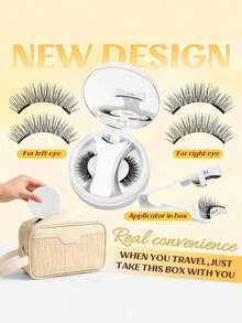 Magnetic-Eyelashes With Applicator, Portable Magnetic Eyelashes Natural Look, Upgrade 2 Magnet False Eyelashes More Easy To Wear, Easy To Use And Remove (Magnetics B) Strip Lashes,Lashes,Eyelashes,Fake Lashes