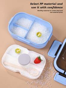 Personalized Customized Name Lunch Box (Free Fork, Spoon), Adult Or Child Boy And Girl Containers, 3 Compartments, Lunch Food Container With Cutlery, Sauce Jar, Pancake Liner, Microwave And Dishwasher , Back To School Lunch Box To Avoid Confusion - Multicolor - View 2