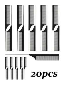 20/1Pc Set Rat Tail Comb, Hair Sectioning Dyeing Comb With Hooked Tail End Pointed Tail Comb Hair Combs Sectioned Hair, Hair Combs, 20/1PC Carbon Fiber Plastic Dyed Combs Stainless Steel Pintail Hair Coloring Comb Tail Comb Highlight Comb