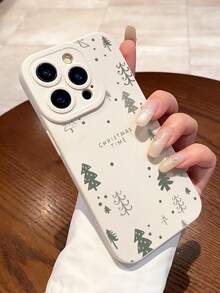 1 pieza Funda de teléfono suave con patrón de árbol de Navidad personalizado de moda, cobertura total, blanco lechoso, anti-huellas dactilares, compatible con iPhone 16 ProMax/16/16 Pro/16 Plus/11/15/15 Pro/15 ProMax/12/13/14 ProMax/XS/XR/11 Pro/11 ProMax/12 Pro/12 ProMax/13 Pro/13 ProMax/7 Plus/14 Pro/14 ProMax/14 Plus/7 Plus/8 Plus/8/SE2/12 Mini/13 Mini - Multicolor - Ver 2
