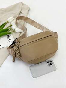 Fashionable Nylon Crossbody Bag, Solid Color Shoulder Bag, Women's Casual Sports Crossbody Bag