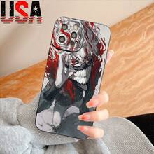 Funda de Teléfono Anime Demon Warrior Art para iPhone 11/12/13/14/15/16 Pro Max Plus TPU a Prueba de Golpes Ligera Protección Negro Rojo - Mezcla de colores - Ver 2
