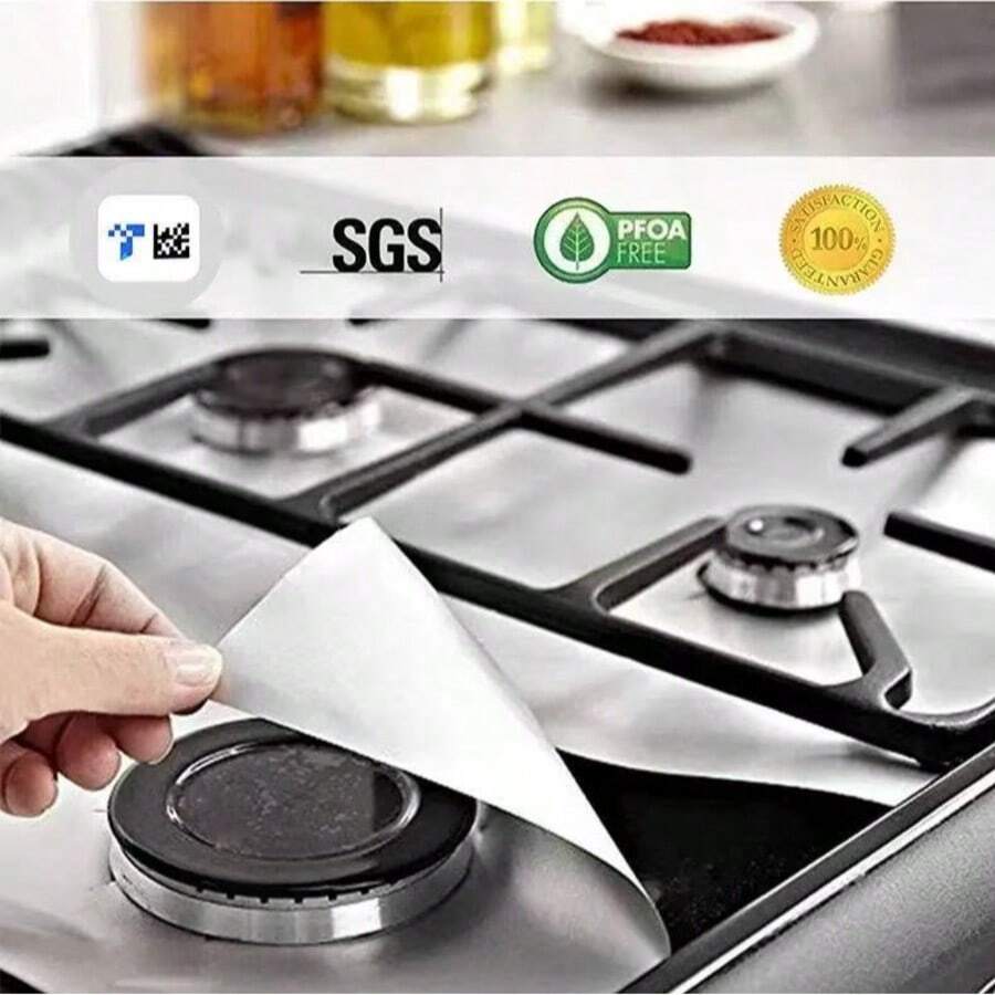 1/4/8 件厨房炉灶保护垫、不粘可洗耐热耐油垫、可重复使用的防溅垫、保持炉灶清洁的厨房配件、易于修剪和安装、适用于燃气灶和电炉（材质、易于清洁）