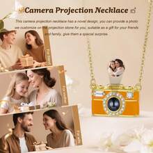 1pc Customized Photo Projection Necklace, Angel's Tear Stainless Steel Pendant With Personalized Photo Inside, Mother's Day Gift - Orange Camera - View 7