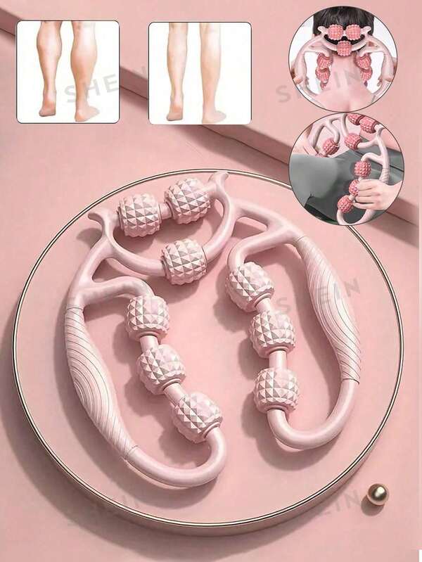 1 pieza Masajeador de piernas con 9 ruedas, rodillo para aliviar los músculos, desbloquear meridianos, amasar y relajar, para escuela, vuelta al colegio, viaje, artículos esenciales para el hogar, spa, herramienta de masaje