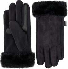 Isotoner Womens Water Repellent Touchscreen Stretch Mya Faux Fur Cuff Gloves - màu đen - Xem 9