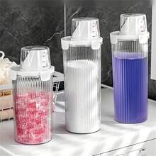 Laundry Detergent Sealed Canister With Measuring Cup, Controlled Dosage, Double Moisture-Proof, Transparent Thick Large Opening Laundry Powder Storage Jar - Multicolor - View 2