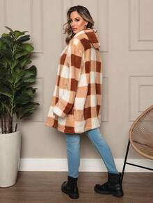 Plaid Ted Coat - Brown - View 5