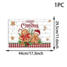 1/4/6 pezzi Tovagliette natalizie, a righe grigie e bianche con bordo nero e rosso, con 2 simpatici disegni di omini di pan di zenzero, adatte per decorare la tavola di feste, festa, cene, cucina e casa, decorazioni natalizie, ristoranti, centrotavola, autunno, in poliestere, adatte per uso quotidiano, feste, compleanni, matrimoni, cene