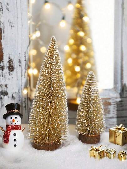 4件/2件/1件迷你雪松圣诞树桌面装饰 – 乡村冬季节日装饰，适用于书桌、房间、厨房、客厅、婚礼和家居装饰。迷你雪花圣诞树景观装饰工艺品，节日派对圣诞家居装饰，窗户柜台桌面场景装饰，圣诞礼物，圣诞装饰，房间装饰，圣诞家居装饰，圣诞礼物，圣诞装饰