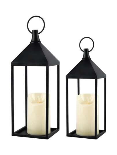 1pc Black Metal Farmhouse Lanterns - Decorative Candle Holders For Porch, Patio, Dining & Entryway - Romantic Triangle Design, Hand Wash Only - Perfect For Weddings, Halloween, Christmas & More (No Electronic Candle Included)
