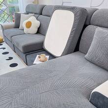 1pc Elastic Spill-Resistant Sofa Seat Cushion Cover, Anti-Slip Sofa Slipcover, Suitable For L-Shaped Sofa And 1/2/3/4 Seat Sofa, White - White - View 9
