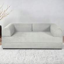 Naap Concept Sofá Cama Teddy Smooth Diseño Convertible Hecho 100% de Espuma Comodidad y Versatilidad 200x100x65 cm Silver - Plateado - Ver 2