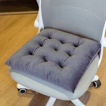 1pc 100% Polyester Thick Crystal Velvet Seat Cushion, With Ties, Suitable For Computer Office, Driving And People Who Need To Sit For A Long Time