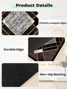1pc Printed Carpet, Suitable For Bedroom, Hallway, Etc., Absorbent & Soft, Easy To Clean, Also Can Be Used As Kitchen Decor, Kitchen Mat, Faux Wool Material, Stain-Resistant, Indoor & Outdoor Use, Applicable For Entrance, Bedroom, Home Decor, Multiple Colors Available, Also Suitable For Living Room, Bedroom, Laundry Room, Machine Washable. - Multicolor - View 8