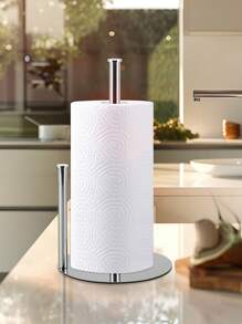 哑光黑色/金色/银色台面纸巾架，厨房卷纸架，带加重底座，适用于标准卷或大卷纸，不锈钢哑光黑金色纸巾架，独立式厨房卷纸架 - 銀色 - 查看 9