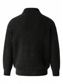 كنزة صوفية رجالية بياقة عالية بطبعة عملة قديمة، خريف وشتاء