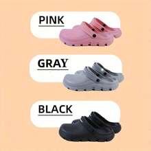 Comfortable Non-Slip Durable Deodorant Kitchen Shoes Monochrome Waterproof Oil-Proof Chef Shoes Indoor Casual Soft-Soled Slippers With Headgear Male And Female Alphabet Function Shoes Couple Beach Bag Head Sandals Black Gray Pink - Black - View 5