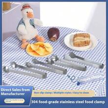 3pcs Stainless Steel Creative Food Tongs, Kitchen Sugar Cube Clip, Hand-Shaped Snack Chip Clip, Non-Slip Ice Tongs, Family Dinner Supplies, Christmas Party Supplies