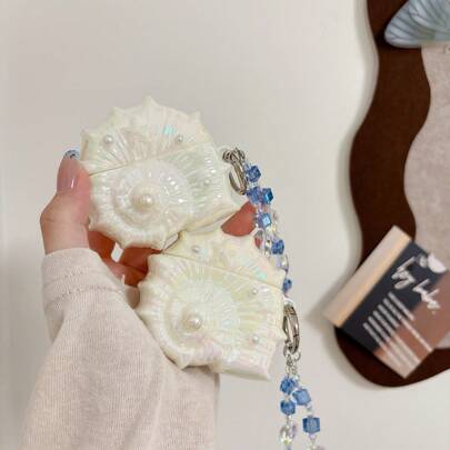 适用于 系列和华为系列和三星系列外壳海螺风格电镀工艺耳机保护壳兼容 1/2/3/4/Pro/Pro2 和华为 FreeBuds 5i/6i/SE2/SE3/Pro3/Pro4/Clip 和三星 Galaxy Buds 3/Buds 3 Pro 专为女孩设计带元素吊坠