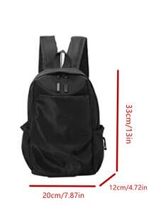 简约休闲男士背包，日常休闲收纳包，适合户外、通勤、旅行、购物、学院风 - 黑色 - 查看 2