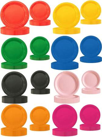 10 szt. papierowych talerzyków na co dzień, 7/9 cala, kolorowe papierowe talerzyki, czarny, zielony, żółty, niebieski, pomarańczowy, różowy, czerwony, różany, papierowe talerzyki, talerze, do użytku jako naczynia do jedzenia, na imprezy, zajęcia, projekty rzemieślnicze i nie tylko, artykuły imprezowe, talerze imprezowe, przyjęcia urodzinowe, dekoracje na prezent, artykuły na imprezę świąteczną