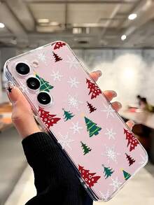 1 pièce Étui de téléphone doux avec motif sapin de Noël et flocons de neige, compatible avec iPhone, Honor, Redmi, Galaxy, version internationale, pas la version domestique - Transparent - Voir 7