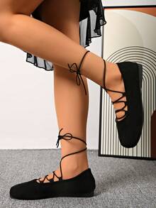 Women's Round Toe Flat Soft Bottom Casual Shoes, Versatile Solid Color Elegant, Fashionable Vacation, Neutral Sports, Preppy, Party, Commute, Basic, Beach, Bohemian, Casual, Cute, Punk, Retro, Wedding, Business, Party, Outdoor, Sexy, Chinese Retro Style, Lolita, New Chinese Retro Style, Y2K, Gothic, Western, Street, Cute, Western Wedding, Chinese Wedding, Nightclub, Workwear, Criss-Cross, Drawstring Flats, Beach, Holiday, Wedding, Office, Home, Gym, Outdoor, Spring, Summer, Autumn, Winter