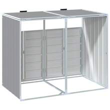 vidaXL Wheelie Bin Storage For Double Bins  56.7"X31.9"X44.5" Steel - Grey - View 7