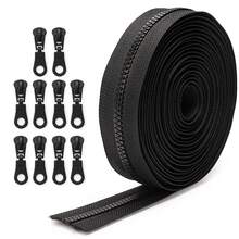 Conjunto de Zíperes: 177.16 Polegadas de Zíper com 10 Cursores de Zíper, Corrente de Zíper de Resina Colorida 5#, 10 Opções de Cores, Comprimento Personalizável, Adequado para Bolsas, Artesanato