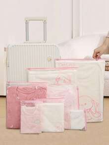 20/15/10 chiếc Túi đựng quần áo trẻ em trong suốt có thể nhìn thấy, Túi đựng quần áo hoạt hình có khóa kéo, Nhỏ gọn và di động để dễ dàng sắp xếp - Nhiều màu - Xem 1