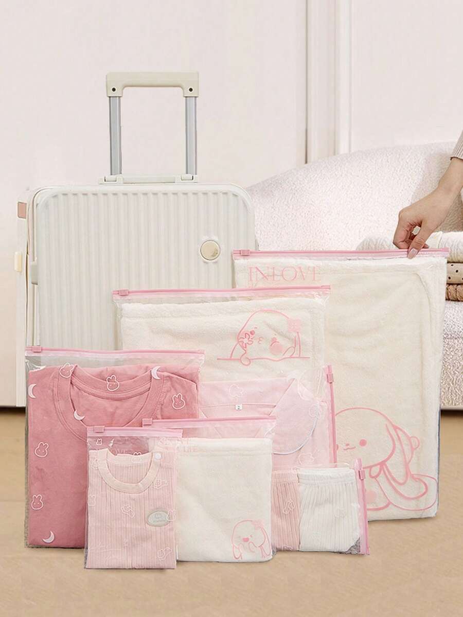 20/15/10 chiếc Túi đựng quần áo trẻ em trong suốt có thể nhìn thấy, Túi đựng quần áo hoạt hình có khóa kéo, Nhỏ gọn và di động để dễ dàng sắp xếp - Nhiều màu - Xem 1