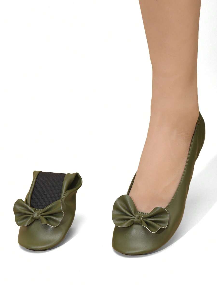 Sepatu Balet Wanita Lembut, Nyaman, Bersol Tipis dengan Pita, Model Slip-On, Dapat Dilipat, Sepatu Serbaguna untuk Dalam Ruangan/Pesta, Gaya Warna Cerah Baru untuk Semua Musim