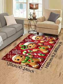 1 قطعة سجادة ذات نمط رجل الزنجبيل الكريسماسي مخصصة، مصنوعة من مواد فاخرة (مخمل بلوري خفيف الوزن وناعم)، مضادة للانزلاق وسهلة التنظيف والغسيل، مناسبة لديكور المطبخ وغرفة المعيشة والنوم، سجادة كبيرة لطاولة القهوة، سجادة ترفيهية، سجادة جانب السرير، ديكور المنزل، ديكور الغرفة، غرفة الأطفال، غرفة الألعاب، المدخل، متعددة الأنماط قابلة للغسيل في الغسالة، مقاسات متعددة