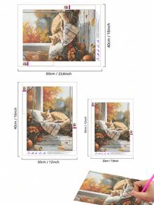 | 5D DIY 钻石画 | 可爱猫咪钻石墙饰套装。温馨的动物场景，一只猫咪在秋千上睡觉。高清钻石点画，礼品钻石画，5D DIY 刺绣马赛克艺术，DIY 技巧和专注力练习。 - 彩色 - 查看 4