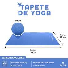 MUUK FITNESS 1 pieza Tapete de yoga antideslizante de 150x60 cm con 4 mm de grosor, tapete ligero y portátil para ejercicios de yoga, pilates, estiramientos y fitness, esterilla cómoda y estable para entrenar en casa, estudio o al aire libre - Azul Rey - Ver 4