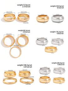 2 peças/conjunto de pulseira larga com padrão metálico exagerado europeu e americano, conjunto de joias retrô minimalista e robustas, adequado para decoração diária e de festas femininas, joias para combinar com roupas e presente - Conjunto de pulseira de 2 peças - Ver 11