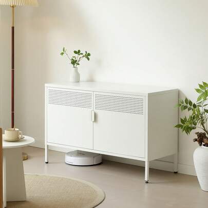 キャビネット スチール メタル 金属製 扉付き テレビ台 サイドボード 収納棚 おしゃれ リビング モダン 棚 スチールチェスト 書類 韓国インテリア 扉 取っ手 金属製キャビネット  沖縄と北海道は配送対象外