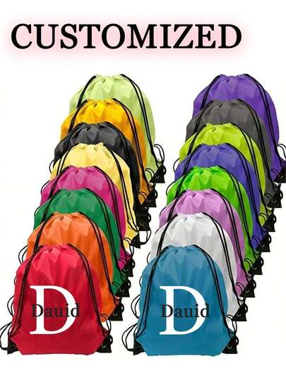 Personalized Initial & Name Drawstring Backpack, Sports Bag, Swimming Bag, Gym Bag, After School Club Bag Multi-Functional, Ornamental Exquisite, Stylish, Modern, Colorful, Contracted, Casual Custom, Unique, Gift, Personalized Gifts, Cute Baby Ideal Gifts For Him Family, Friends, Daughter, Son, Her For Birthdays,New Year Glamour
