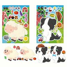 8/16 piezas Rompecabezas con pegatinas de animales de granja, que incluyen pegatinas de cerdo, conejo, vaca, pollo, pato, perro, oveja para manualidades, fiestas, envoltorios de regalo - Multicolor - Ver 5