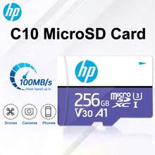 HP Class 10 U3 V30 MicroSDXC 存储卡，容量可选 64GB、128GB 和 256GB，闪存卡，高速 100MB/s，C10、U3、V30、A1 编码，支持 4K 超高清和全高清分辨率，UHS-I 编码，Micro SD 卡 - 紫色 - 查看 1